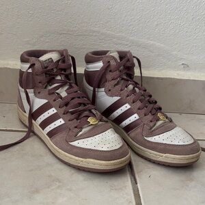 Adidas High-Top Sneakers in Maroon and White